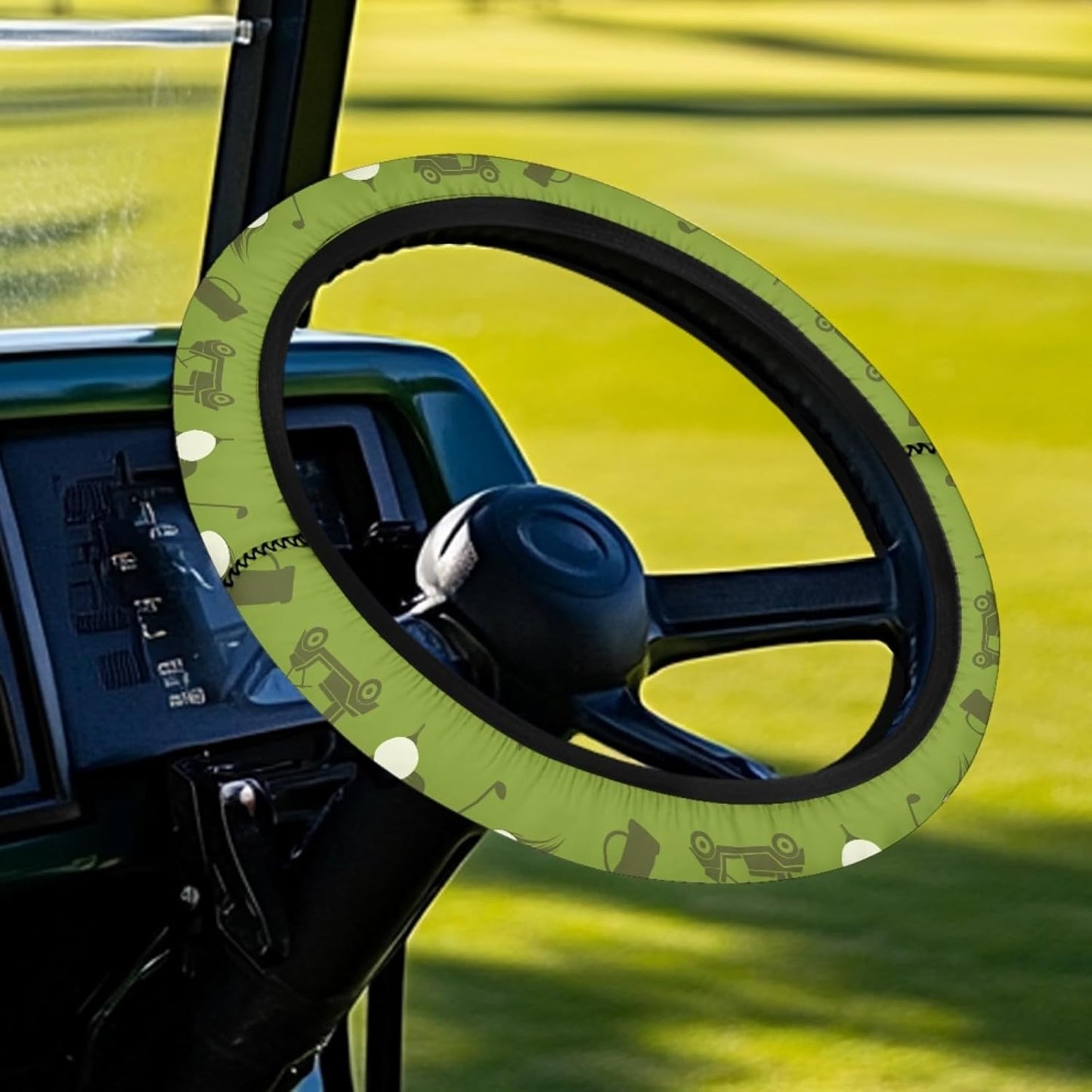 Golf Theme Golf Cart Steering Wheel Cover Green Golf Cart Steering Wheel Covers for Club Car Steering Wheel Cover Easy to Use and Clean