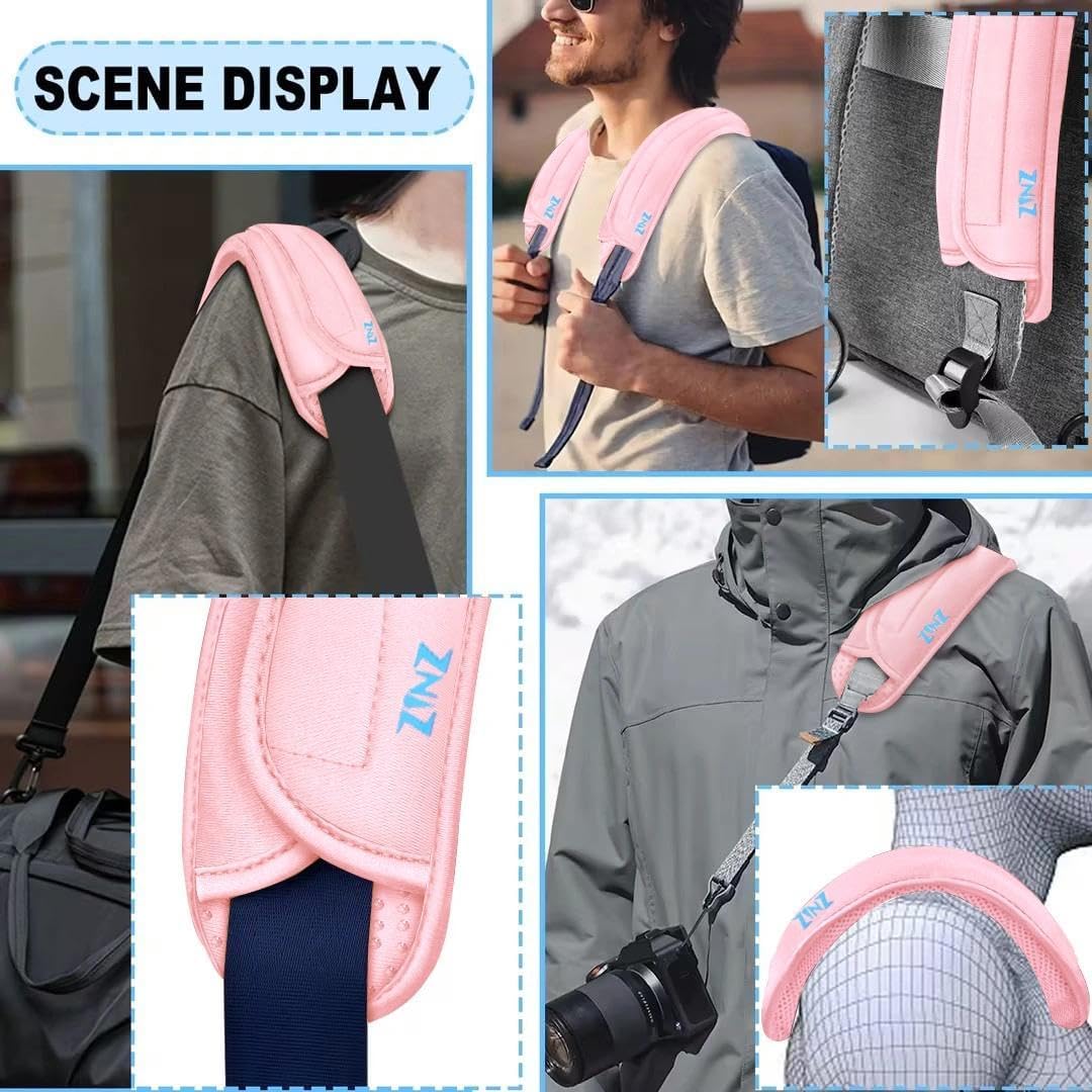 ZINZ 2-Pack Universal Shoulder Pad with Ultra Thick Cushion for Bag Luggage Bag Crossbody, Plus Long & Anti-Slip & Breathable,Pink