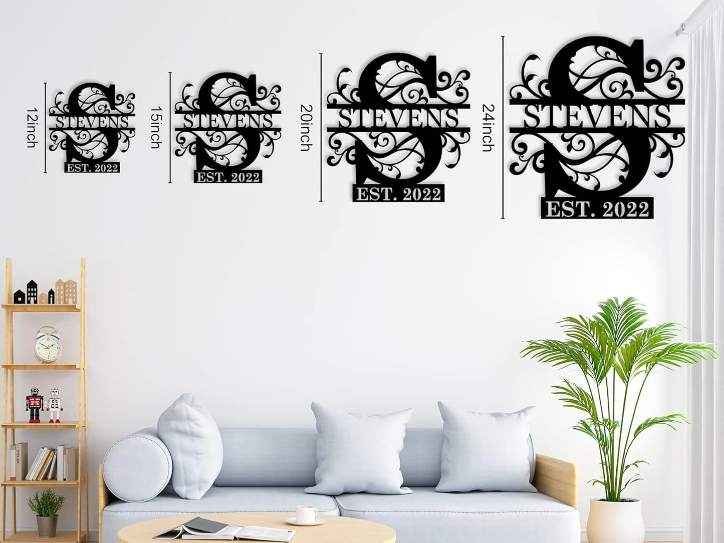 Personalized Metal Sign, Personalized Family Name Sign, Split Letter Monogram, Monogram Wall Decor, Wedding Anniversary Metal Gifts