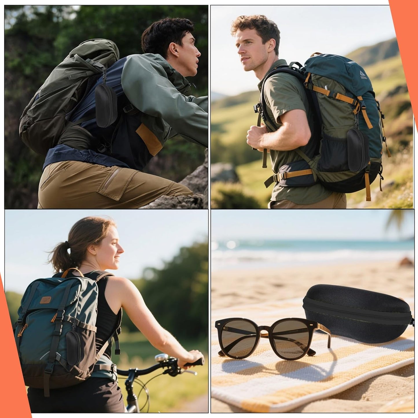 INNOLIFE Zipper Hard Shell Sunglasses Cases, Portable Travel Eyeglasses Cases with Plastic Hook for Men Women