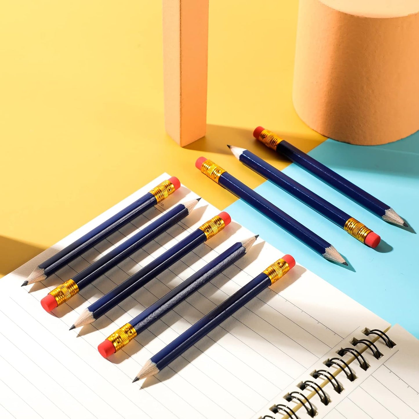 Zonon 24 Pcs Navy Blue Golf Pencils with Erasers Mini Small Pencil Baby Shower Favors Bulk Hexagon Wooden Sharpened Half Graphite 2B for Golf Event, Wedding, Party Game, School, Company, Pew, Pocket