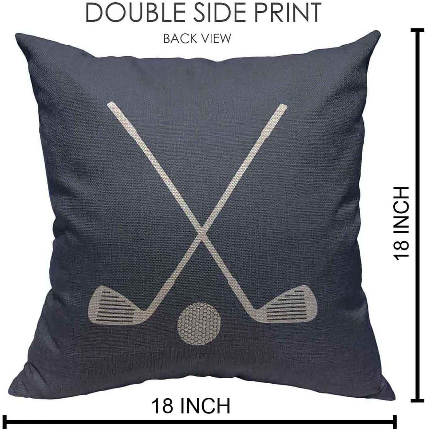 Throw Pillow Covers Boys Golf Sports in Navy Blue and Room Cotton Linen Decorative Square Pillowcases Cushion Cover 18 X 18 Inch
