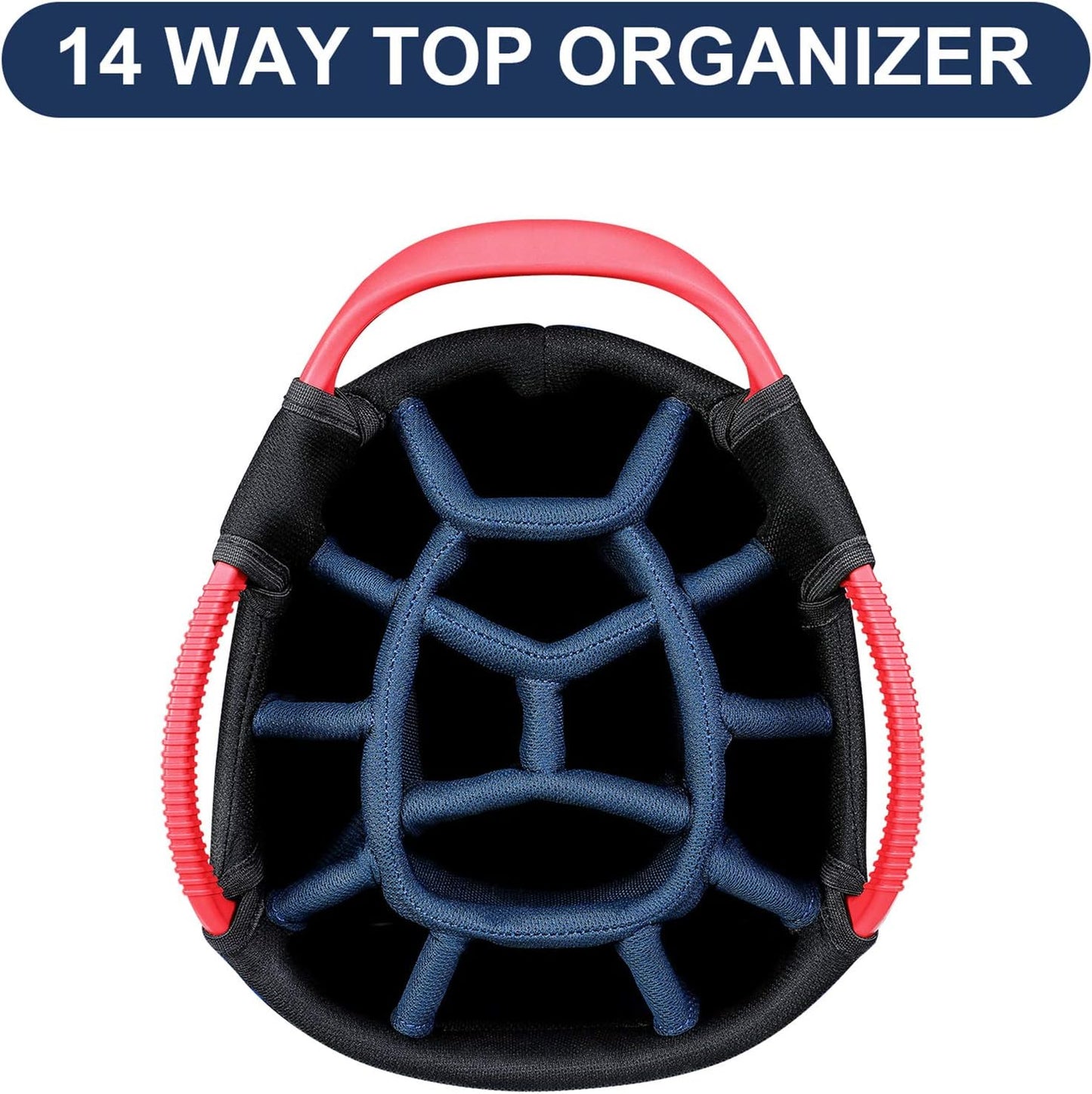 Golf Cart Bag 14 Dividers Top Clubs Organizer Lightweight with Cooler Pouch, Dust Cover and Backpack Strap