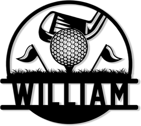 Personalized Golf Metal Sign – Custom Golfer Name Wall, Fence, Yard, Porch, Patio, Home, Office, or Clubhouse Decor – Gifts for Dad, Mom, Husband, Wife, Son, Daughter on Birthday or Holiday