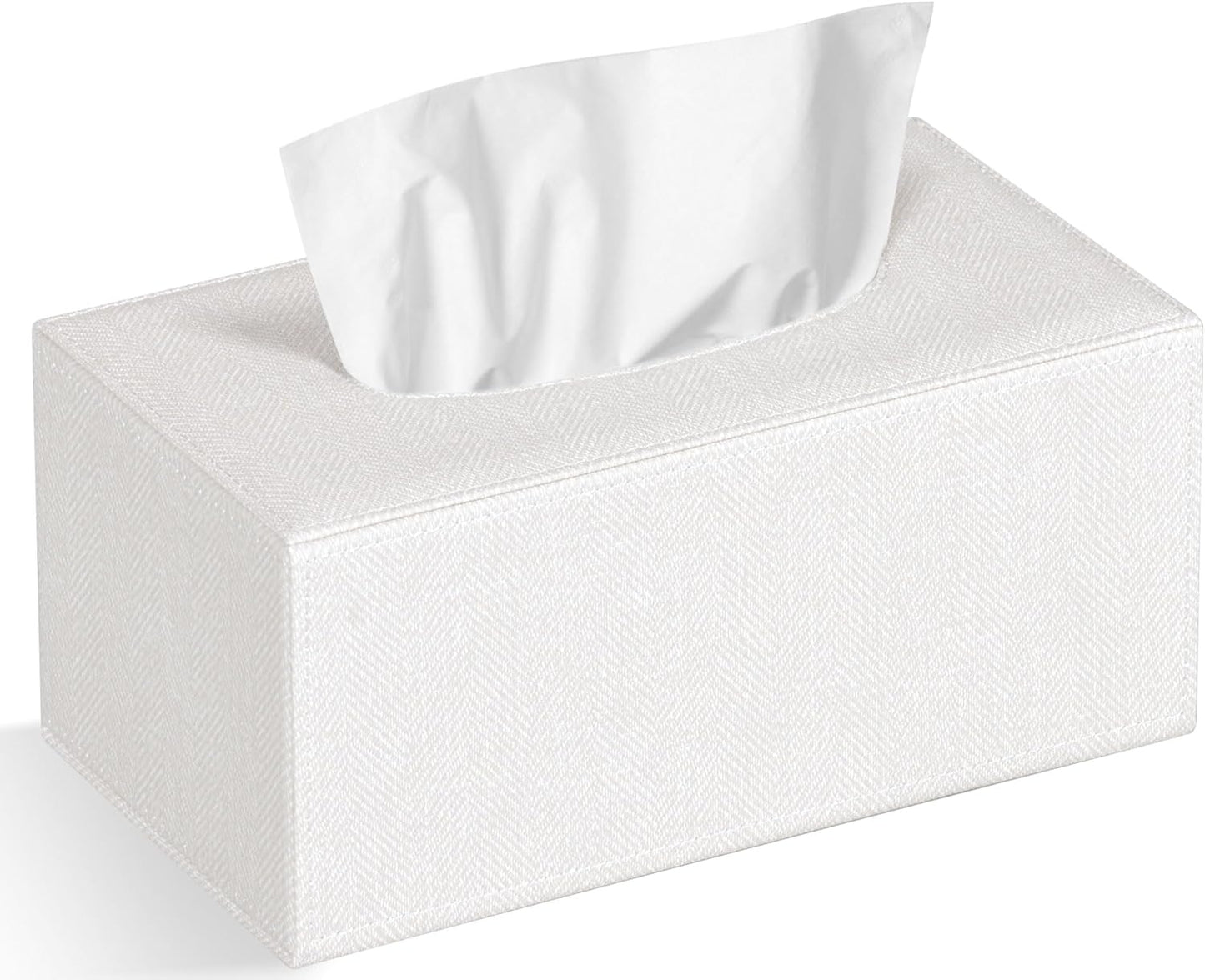 Tissue Box Cover Rectangular Tissue Box Holder for Bathroom (Beige)