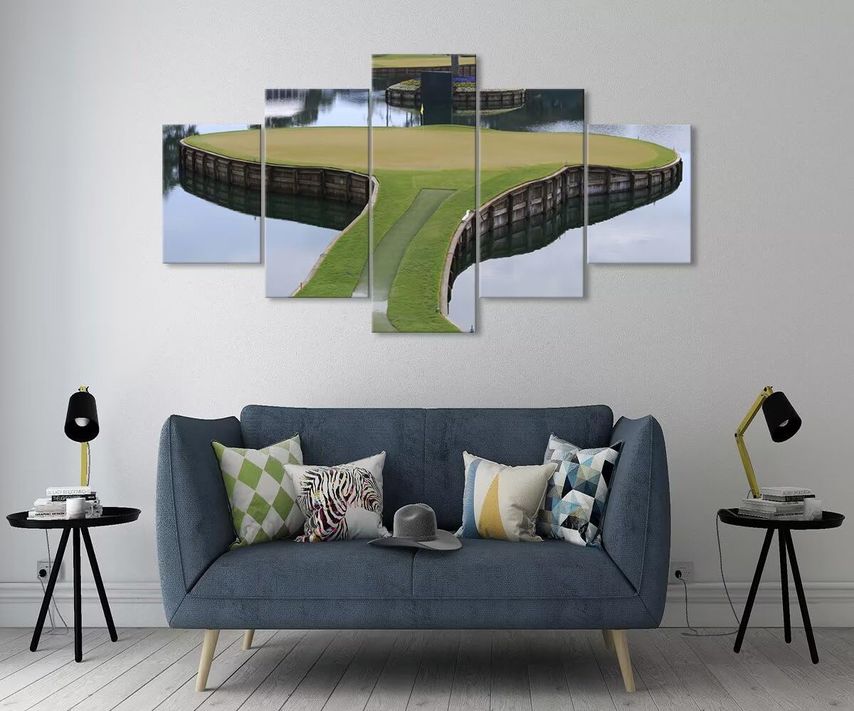 chenchenArt TPC Sawgrass Golf Course Wall Art Pictures USA Golf Course Wall Decor for Living Room Bedroom Bathroom Home Decorations Golf Posters Canvas Pirnts Framed Ready to Hang(60''W x 40''H)