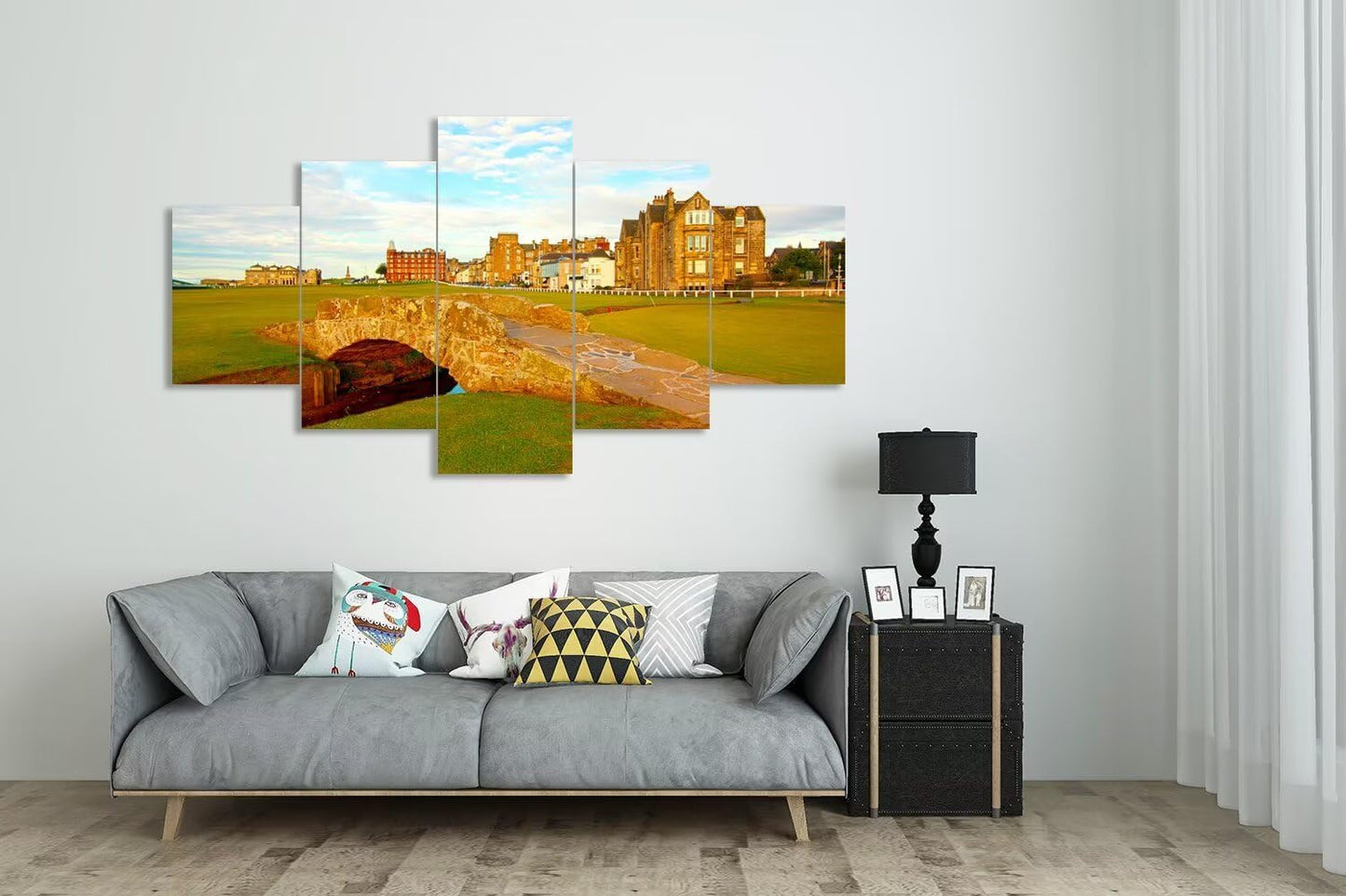 St Andrews Golf Course Wall Art for Living Room Bedroom Home Decorations St Andrews Swilcan Bridge Pictures Posters Framed Artwork Canvas Prints Ready to Hang(50''W x 24''H)