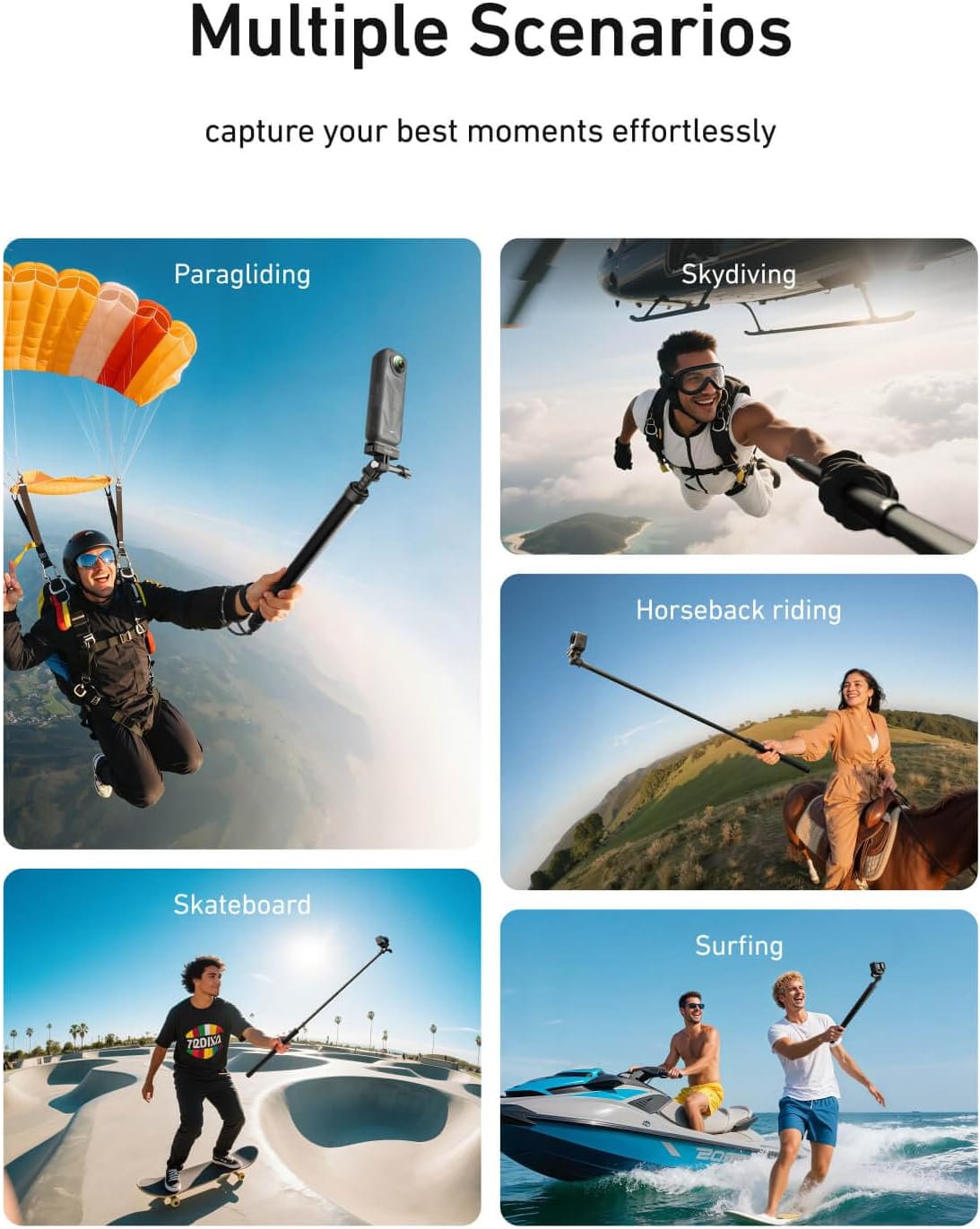 TELESIN Selfie Stick Long Pole (118"/3M),Carbon Fiber Waterproof Dive Extension Monopod for GoPro 13 12 11 10 9 DJI Osmo 360 Action 3 4 5 Pocket 3 Insta360 X4 X5 Go 3 Ace Pro Bike Motorcycle Accessory