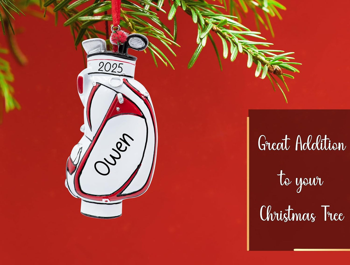 Personalized Golf Christmas Ornament 2025 - Free Customization | Golf Bag and Irons Decoration for Xmas Tree | Golfing Keepsake Gift for Golfer & Golf Player - Custom Name & Year