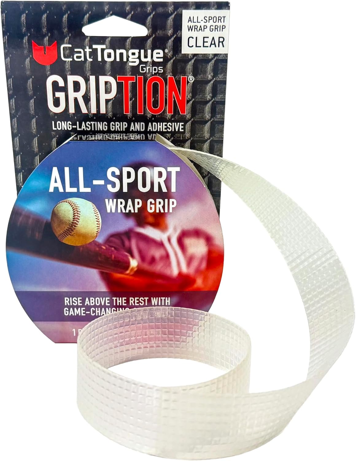 CATTONGUE GRIPS Sports Grip Tape Wrap - Wide Super Grippy Wrap - Anti-Slip Tape for Golf Clubs, Pull Up Bars, Baseball Bats, Lacrosse Sticks, Hockey Sticks, Pickleball Paddles & More