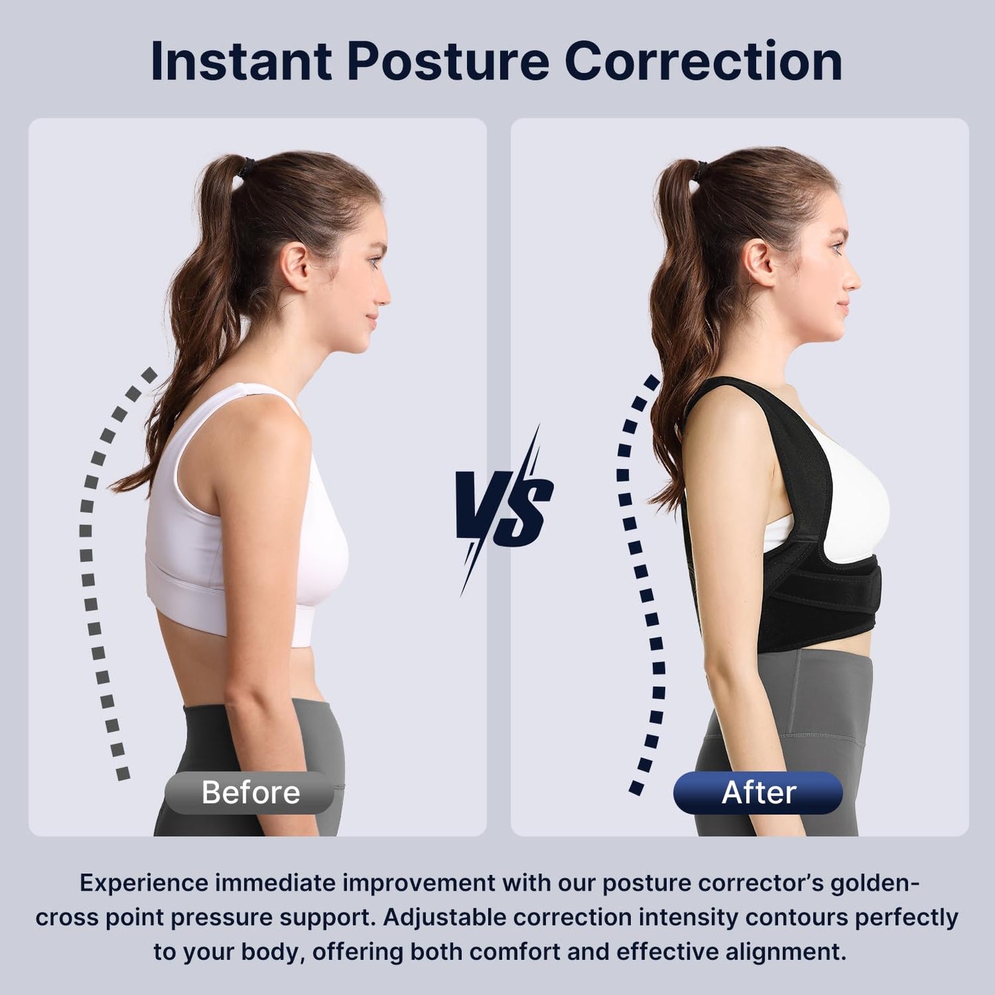 Fit Geno Posture Corrector for Women & Men: Adjustable Lightweight Upper Back Brace for Neck Shoulder & Upper Back Pain Relief - Improve Posture Correct Hunchback Slouching Invisible Under Clothes (XS/S Under Bust 30"-43")