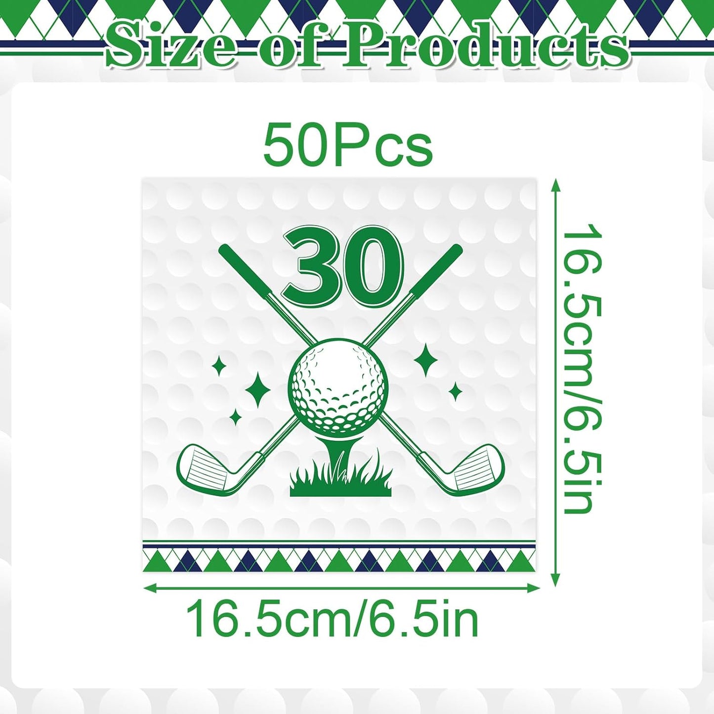 Golf 30th Birthday Party Napkins Decorations, Disposable Paper Golf Napkins Supplies Pack of 50, Sports Birthday Party Decor Size 6.5 Inch