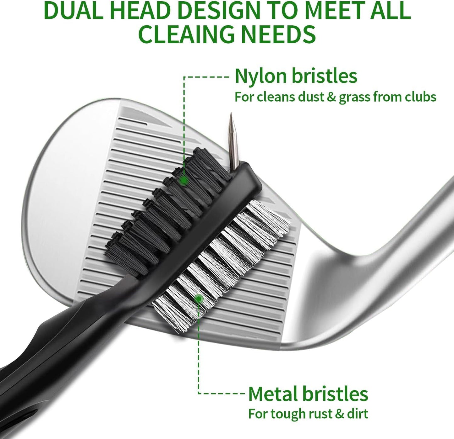 Golf Club Cleaning kit, 3-in-1 Easy to Use Golf Club Cleaner Includes 250ml Golf Club Polish, Golf Club Brush and Groove Cleaner 2 ft Retractable Zipline Carabiner, Microfiber Cloth