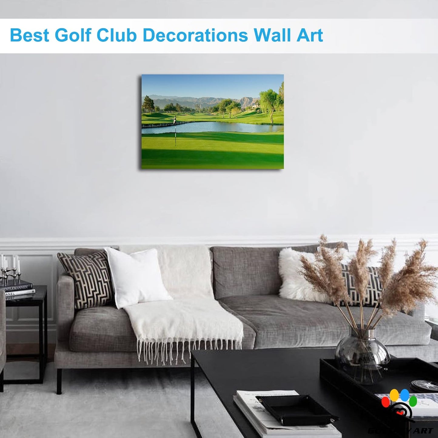 GUTTATY Golf Course Wall Art, Golf Pictures Posters Canvas Print Wall Decor for Golfer's Man Cave Home Ofice Ready to Hang (12x18 Inches)