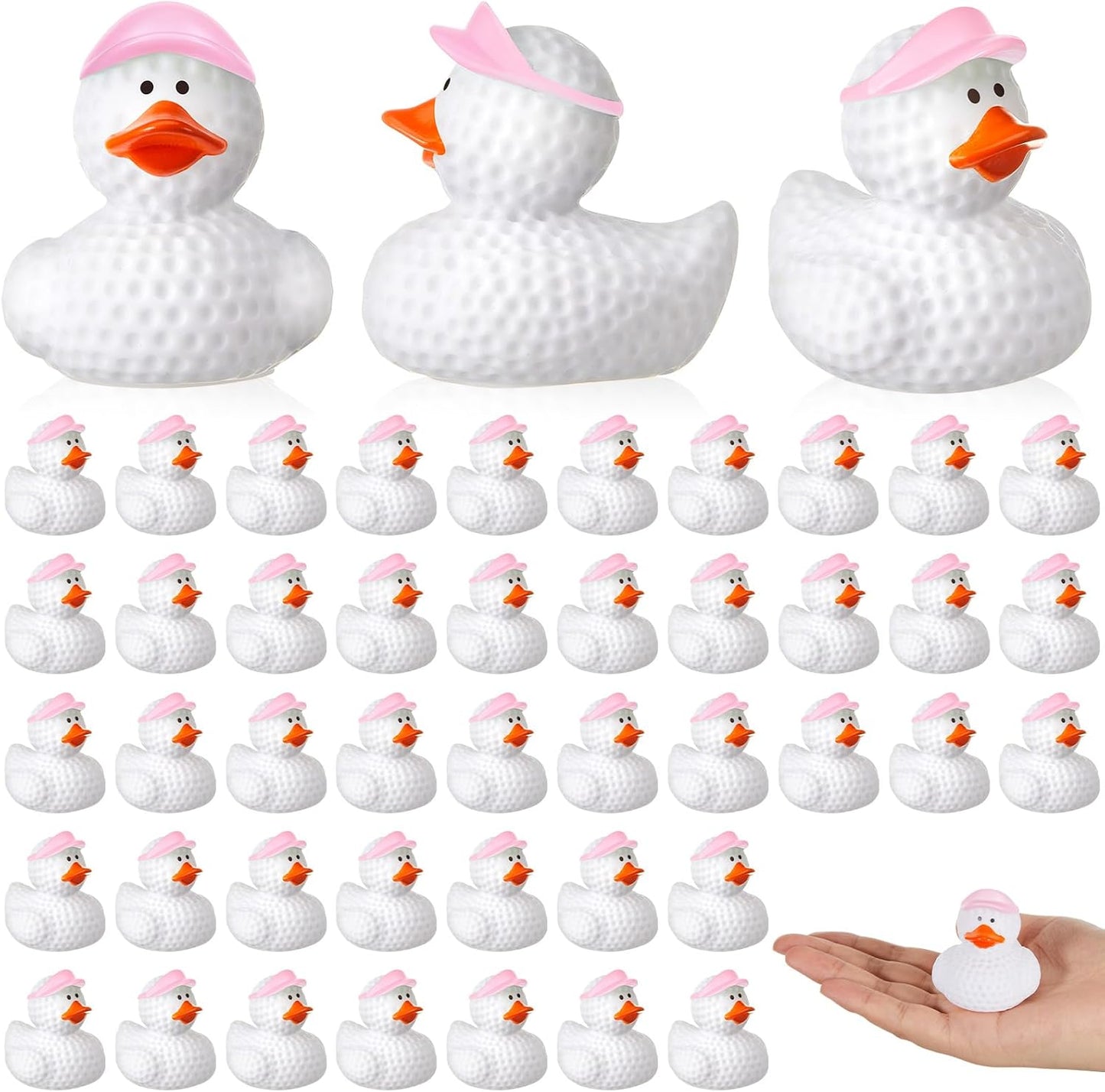 Deekin Rubber Duck 2 Inch Bulk Sport Party Favors for Team Events Game Day Decorations Birthday Party Decorations Club Player Gift(50 Pcs,Golf Pink)