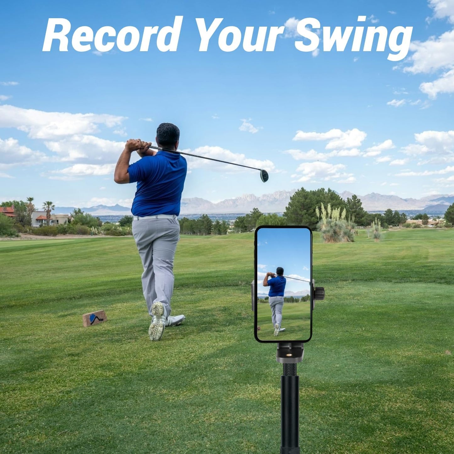 Golf Monopod Selfie Stick with Ground Spike Stake, Golf Swing Analyzer Phone Holder for Training Aid, 52" Adjustable Golf Selfie Stick Phone Stand for Recording Swings