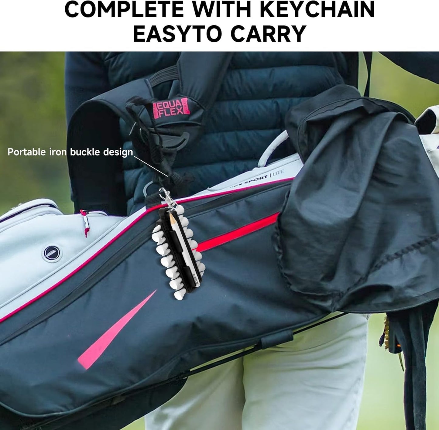 3-in-1 Golf Tee Holder for Bag, Golf Tee Carrier with 12 Tees 1 Golf Divot Repair Tool 1 Marking Pencil Keychain Golf Accessory Premium Golf Gift Set