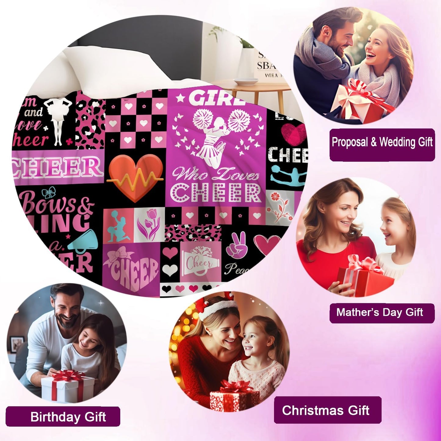 Cheerleader Gifts Blanket for Girls, Flannel Cheer Stuff Throw Blanket Cheerleading Gifts for Team Cheer Lovers 80"x60"