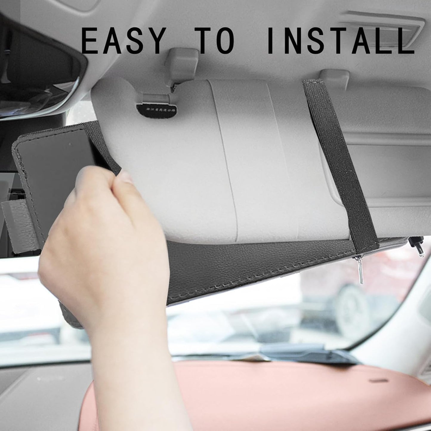 Car Sun Visor Organizer, Car Visor Organizer Visor Storage Organizer with Pockets Car Visor Storage Pouch Truck Sunvisor Organizer for Men Women(Black)