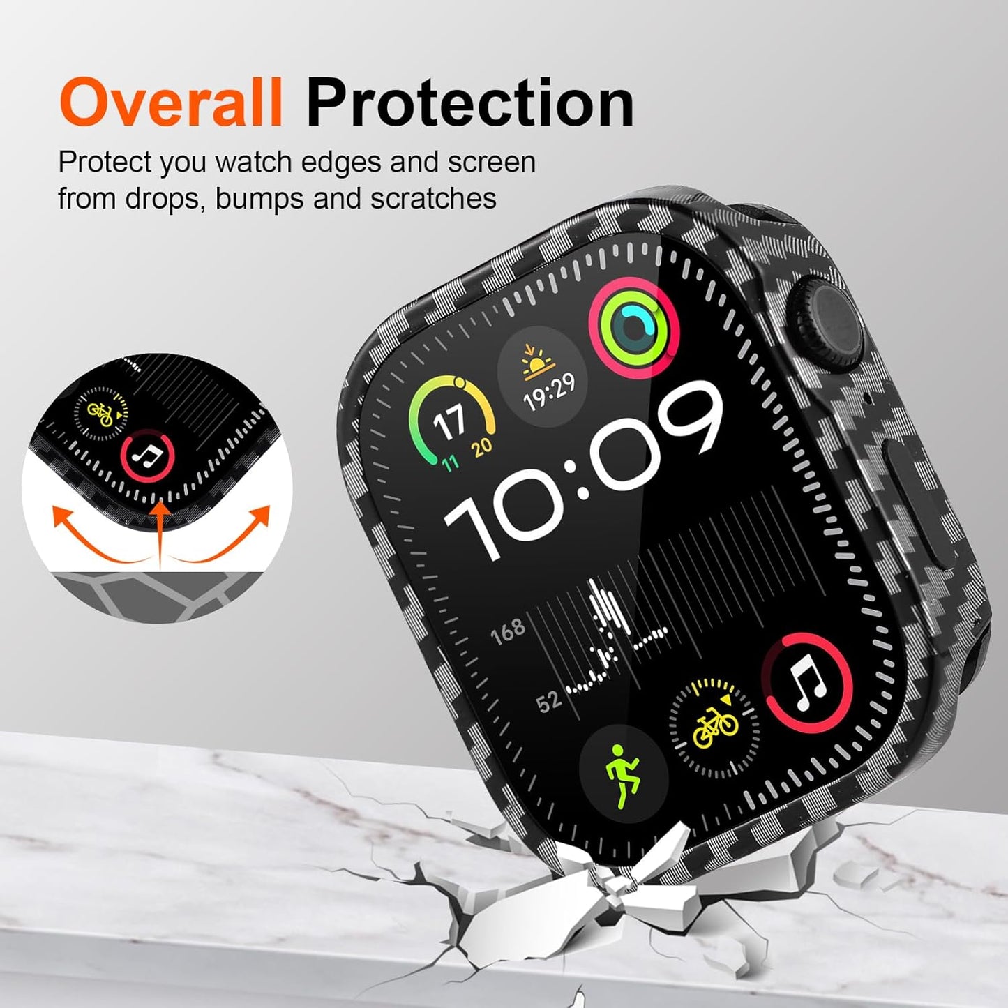 Bumper Cover for Apple Watch Series 11/10 46mm Case Built-in Screen Protector, Straight Edge Rugged Protective Metal Case with Back Frame, Rugged Shockproof Cover for iWatch 46mm