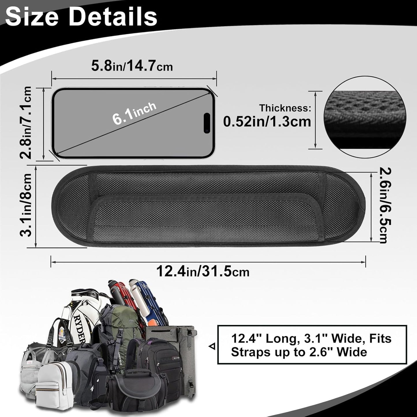2 Pack Universal Shoulder Strap Pad, Breathable Backpack Pad for Shoulder Bags, Cushion Pads, Guitar Pads, Comfortable Replacement Shoulder Pads Help Relieve Shoulder Pain