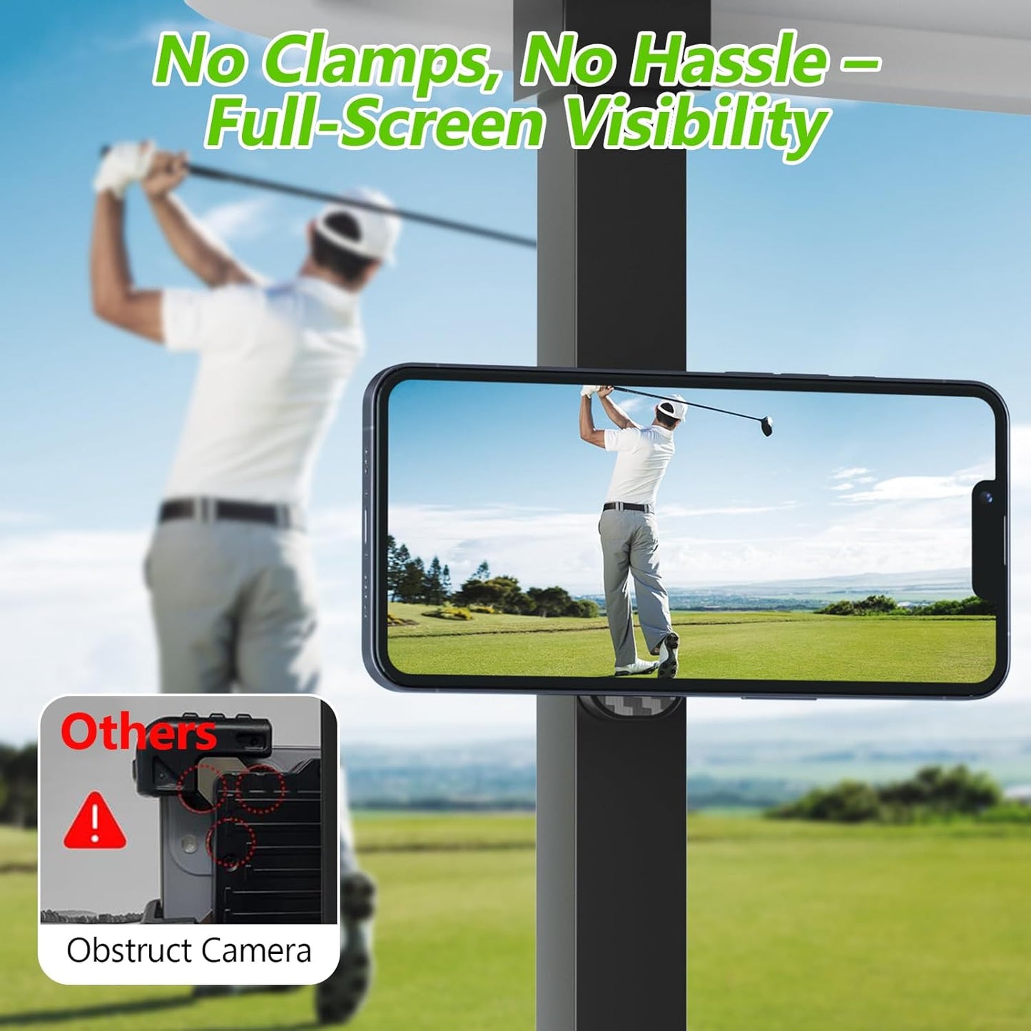 Magnetic Golf Cart Phone Holder Compatible with MagSafe iPhone and Android Fits EZGO, Club Car, Yamaha, Icon, Golf Cart Accessories Gifts for Men Women Golfers