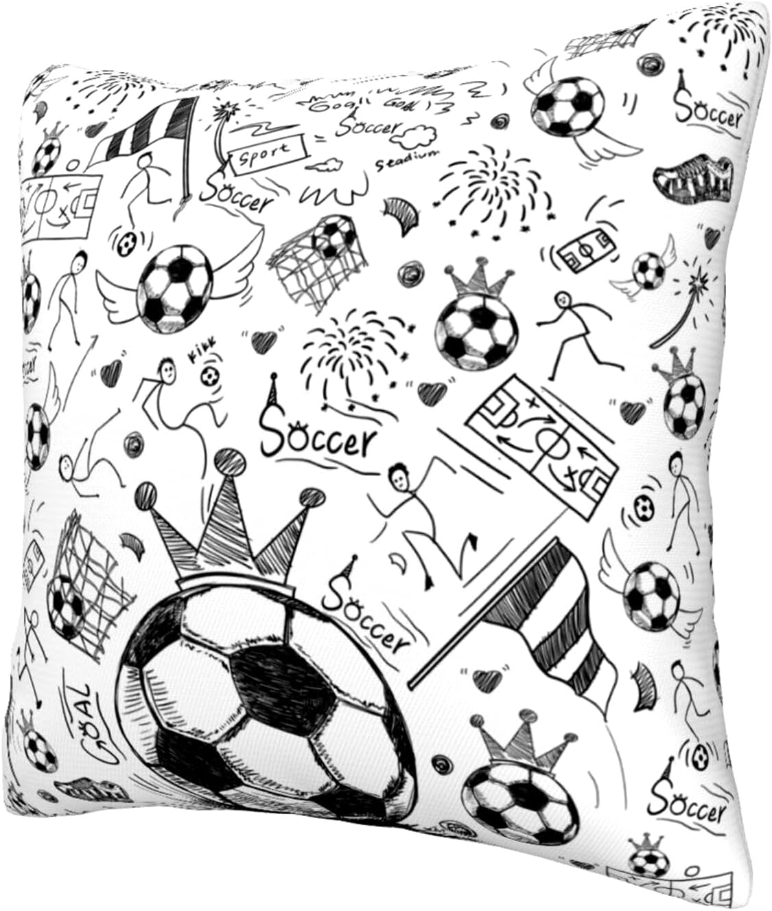 Soccer Ball Throw Pillow Covers 18x18 Inch Football Sports Decor Theme Pillowcase Gifts for Boys Men Kids Teen Home Sofa Bed Decorative Pillow Case Soccer Bedroom Decor(Cover Only)
