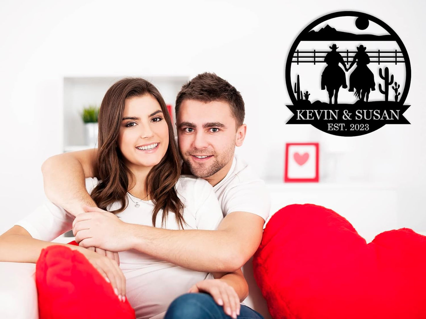 Custom Couple Cowboy Metal Wall Art, Personalized Cowboy and Cowgirl Couple Sign, Personalized Cowboy Name Sign, Cowboy Home Decor, Custom Gift for Couple, Birthday Gift