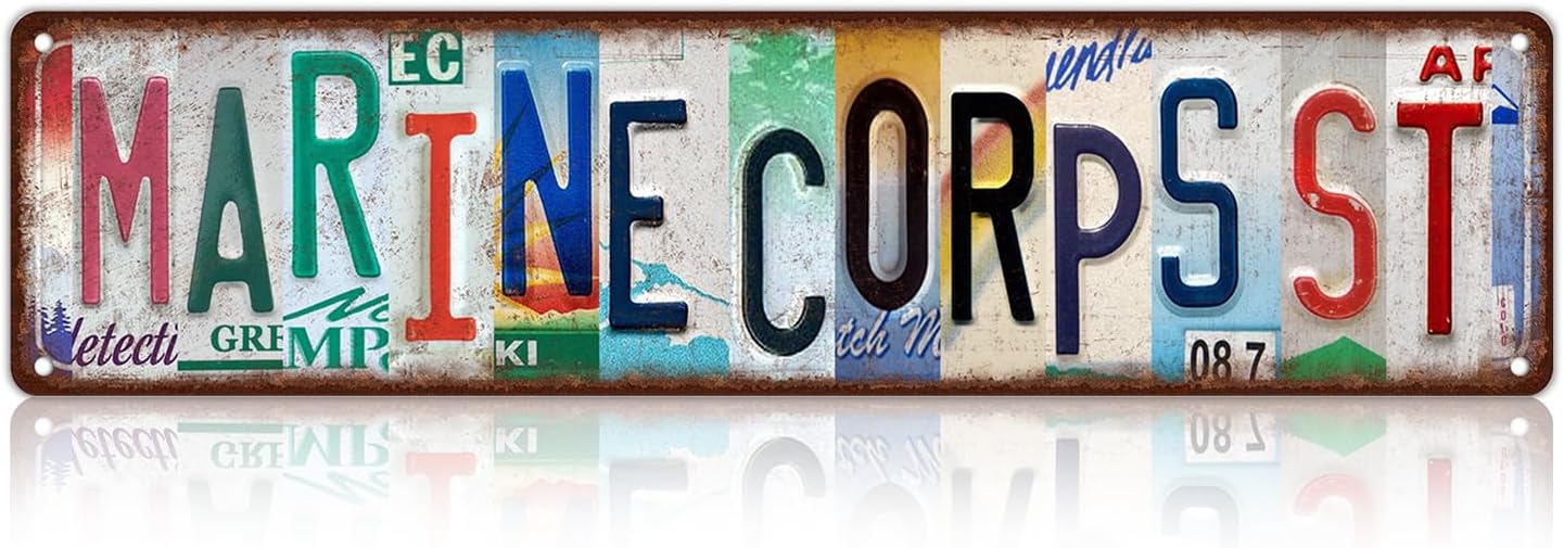 Vintage Marine Corps St Street Sign Wall Decor Metal Tin Signs Poster