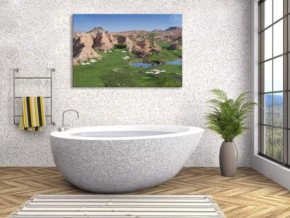 Wolf Creek Golf Course Canvas Wall Art for Living Room Bedroom Bathroom Home Decorations Golf Course Picture Poster Framed Artwork Ready to Hang(12''H x 16''W)