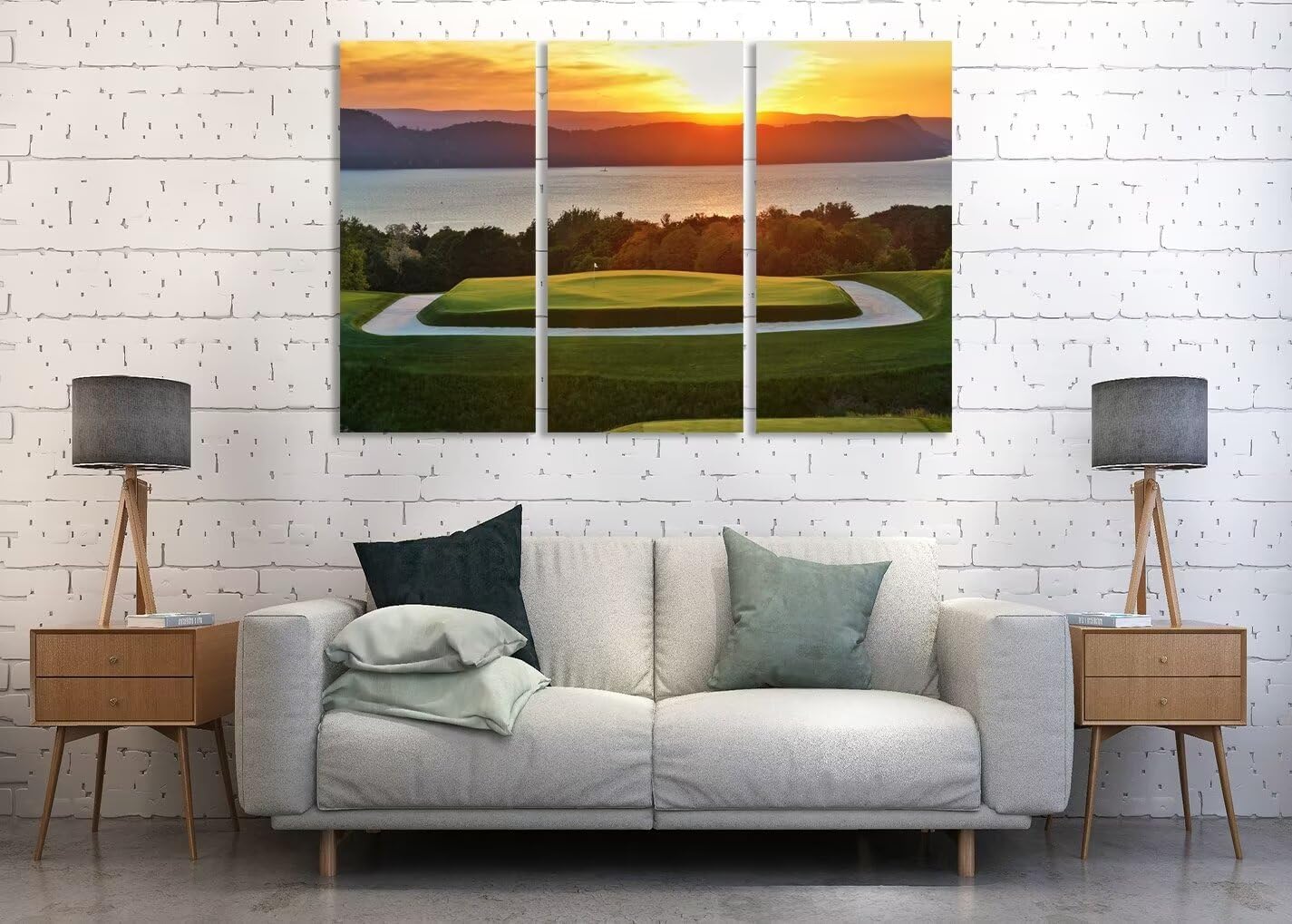 Golf Course Wall Art for Living Room Bedroom Bathroom Home Decorations Golf Course Pictures Posters Wall Decor for Office Canvas Prints Modern Artwork Framed Ready to Hang(20''W x 40''H x3)