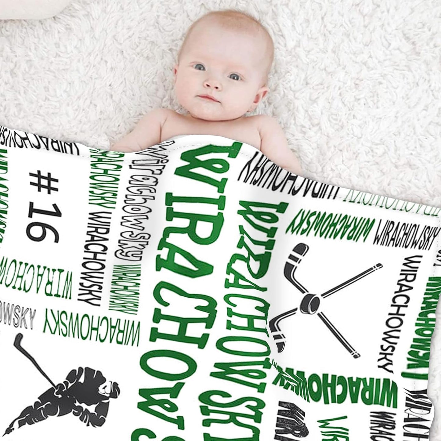 Custom Name Hockey Blanket - Personalized Names Soft Plush Flannel Throw Blankets for Baby Kids Teen Boys Holidays Birthdays Gifts Color11