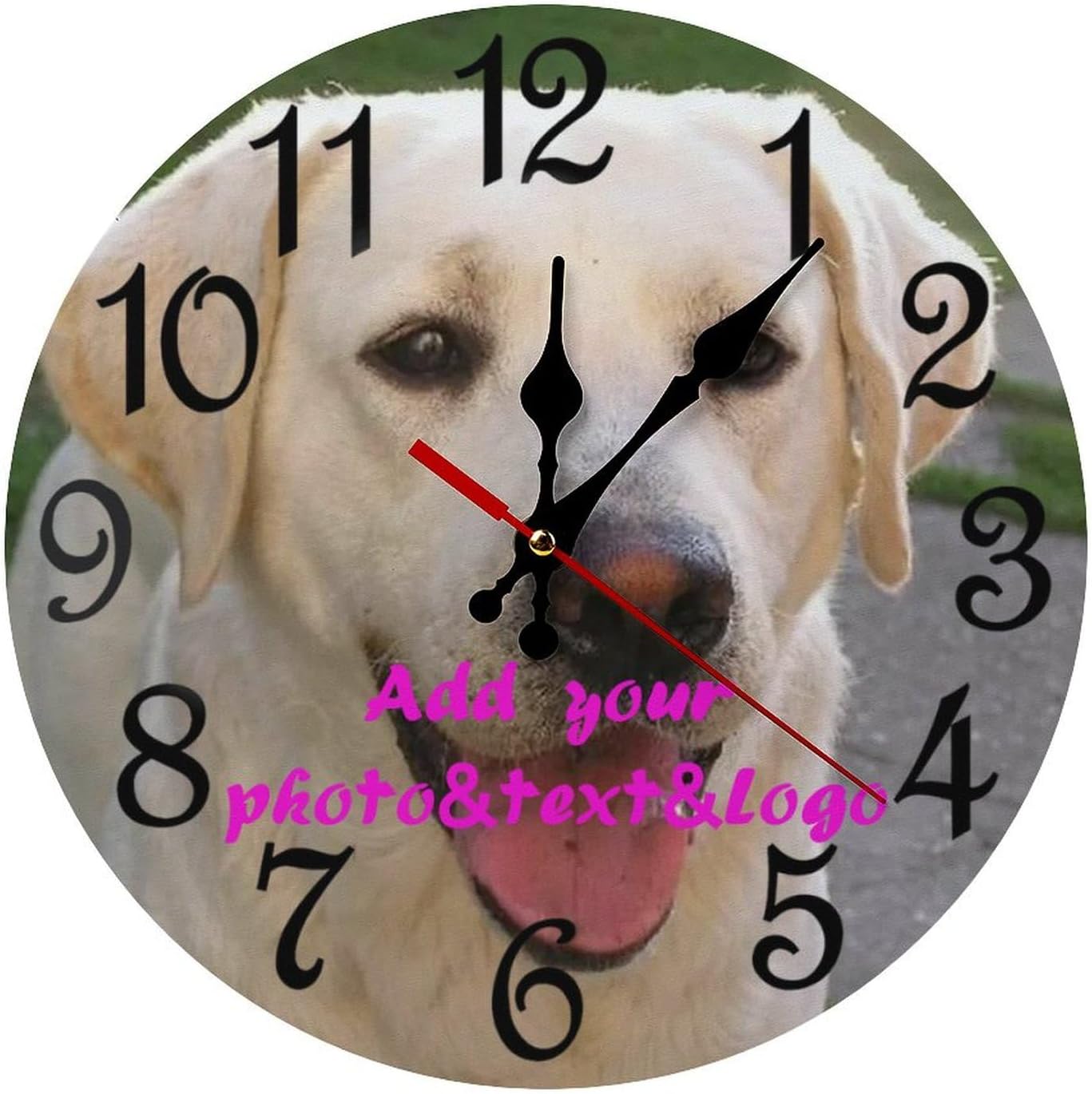 Custom Wall Clock,Personalized Wood Clock add Your Photo/Text,Customizable Silent Round Decoration for Kitchen Bathroom 15.7inch style2