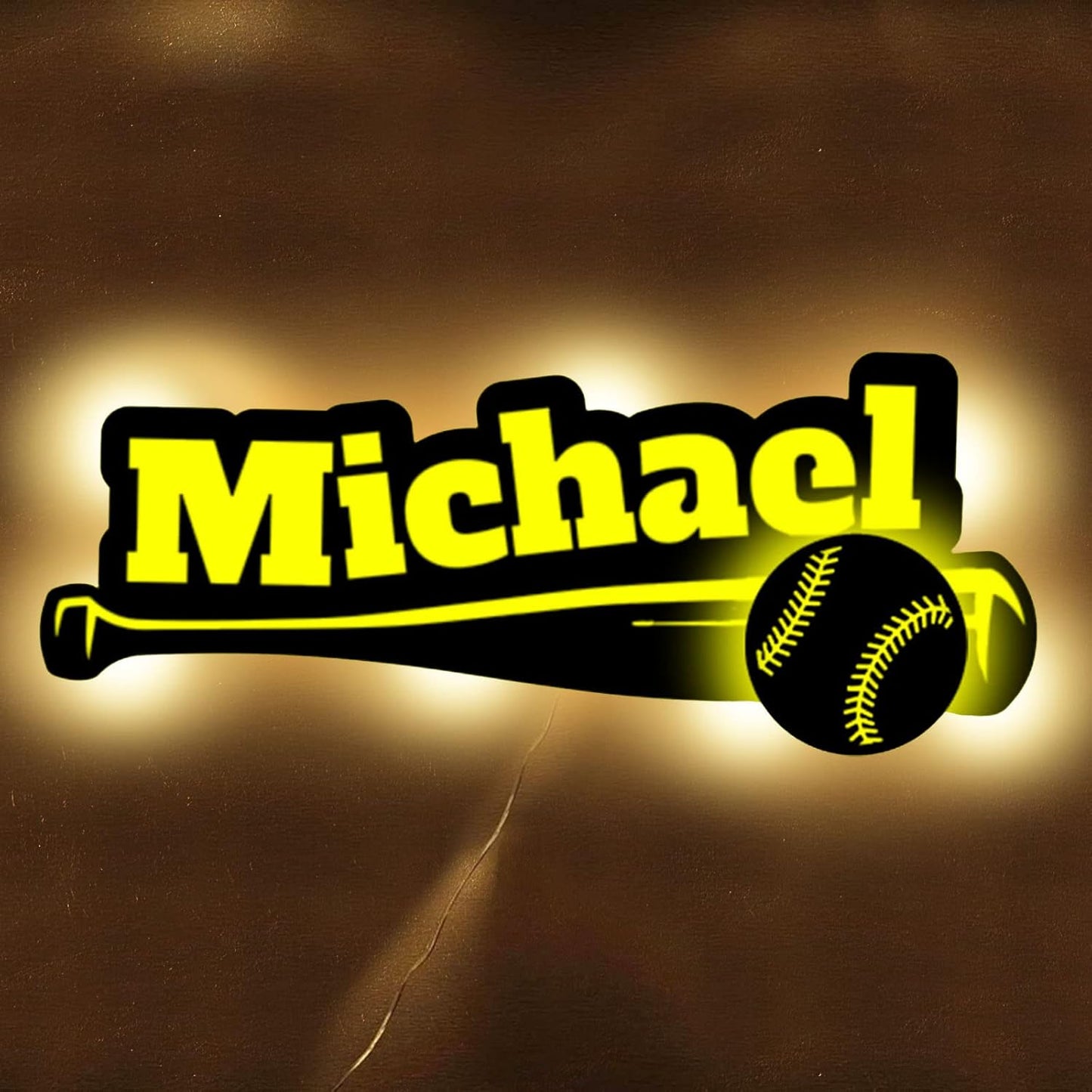 Personalized Name 7 Colors Baseball lamp Custom Baseball Wall Art Night Light LED Name Sign Gift for Men Baseball Lover