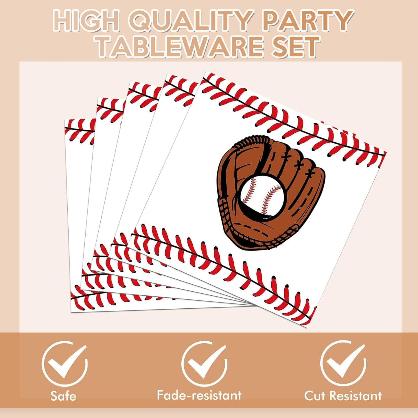Baseball Birthday Decorations,40Pcs Baseball Themed Plates and Napkins Baseball Disposable Tableware Kit for Baseball Party Supplies,Sports Themed Party