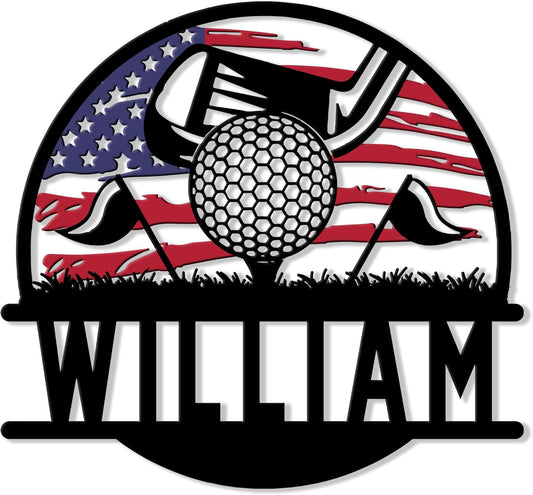 Custom Golf Metal Sign – Personalized Name Wall Decor for Yard, Porch, Garage, or Room – Gift for Dad, Mom, Son, Daughter, or Coach on Birthday or Team Celebration