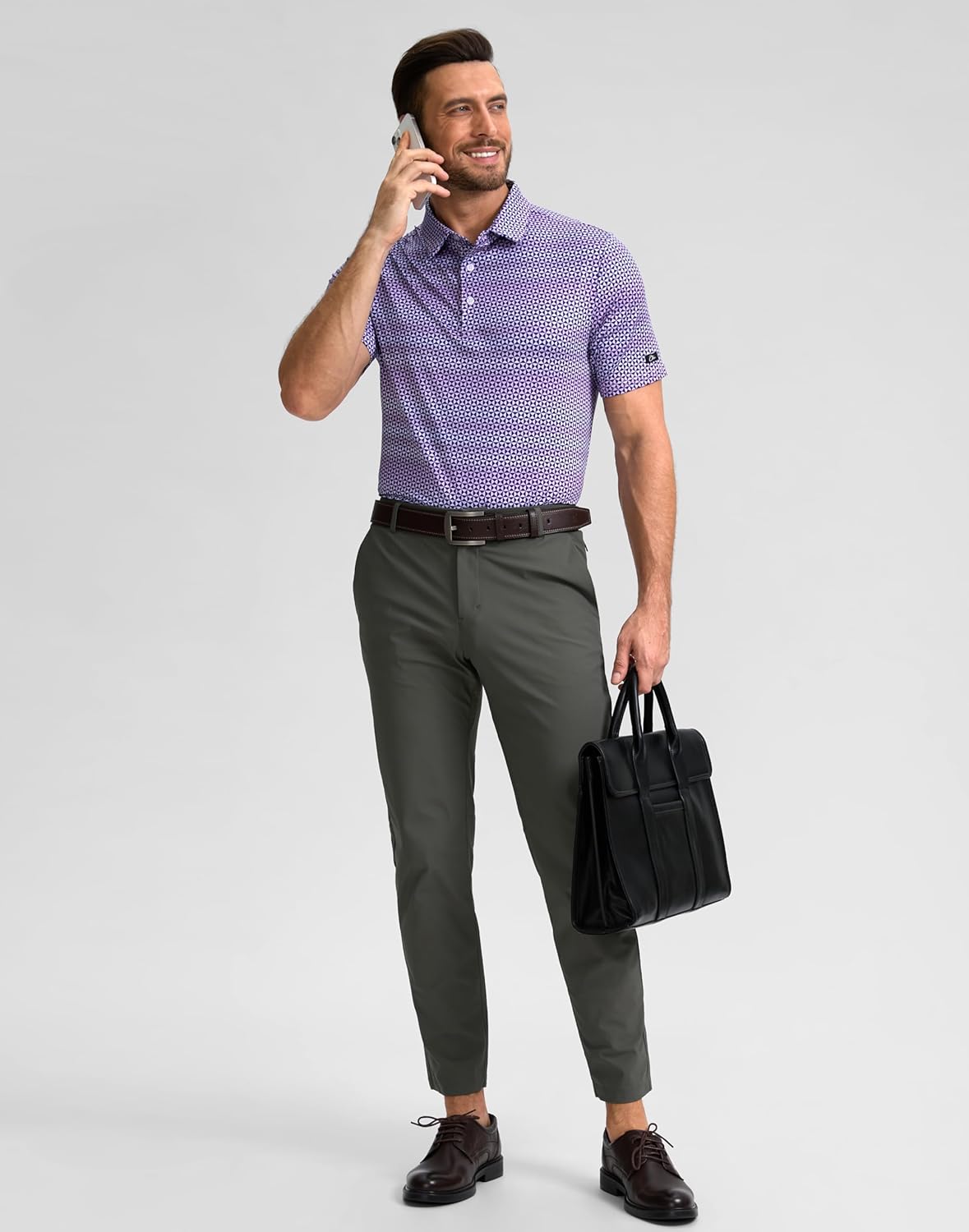 Obla Mens Golf Polo Shirts Short Sleeve Dry Fit Performance Moisture Wicking Casual Print Collared Golf Shirts for Men