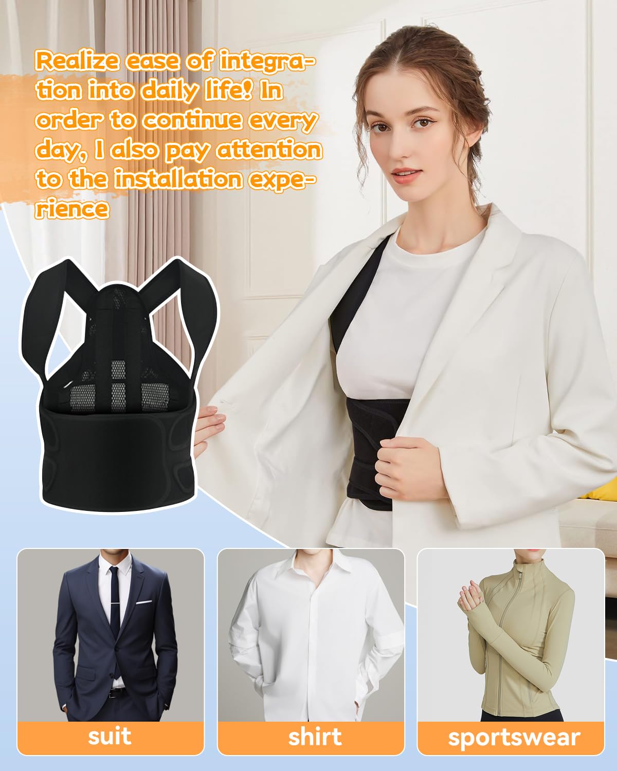 Posture Corrector for Women & Men, Back Brace Adjustable Full Back Support - Shoulder Straightener for Upper & Lower Back Pain Relief, Scoliosis, Hunchback, Hump, Thoracic Spine Correc (Medium)