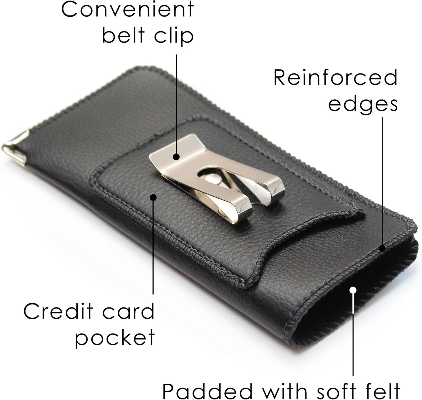 Orsus Soft Glasses Case with Belt Clip & Card Pocket, PU Leather Eyeglass Sunglasses Case Pouch Felt Lining