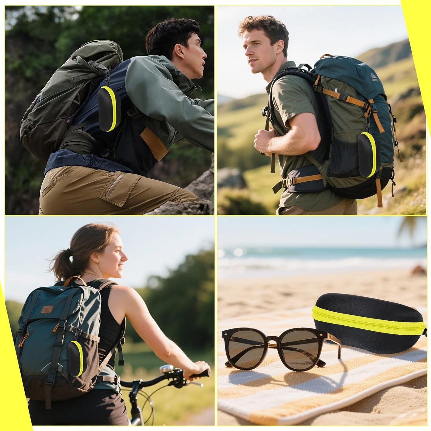 INNOLIFE Zipper Hard Shell Sunglasses Cases, Portable Travel Eyeglasses Cases with Plastic Hook for Men Women