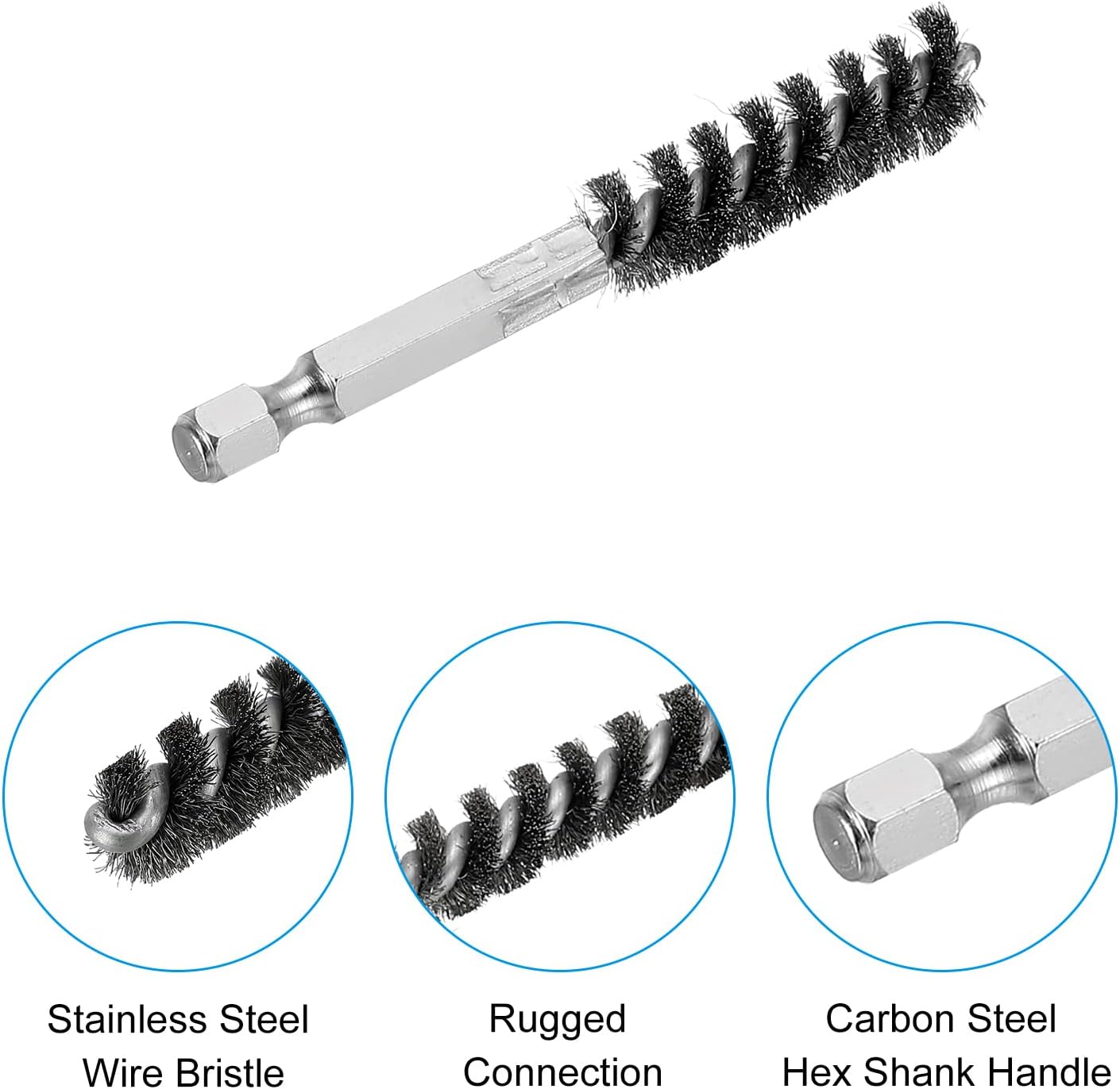PATIKIL Golf Clubs Head Hosel Brush 0.43 Inch, 4 Pack Golf Shaft Ferrules Cleaning Tool Hex Shank Handle Electric Drill Wire Brush for Wood and Iron, Silver