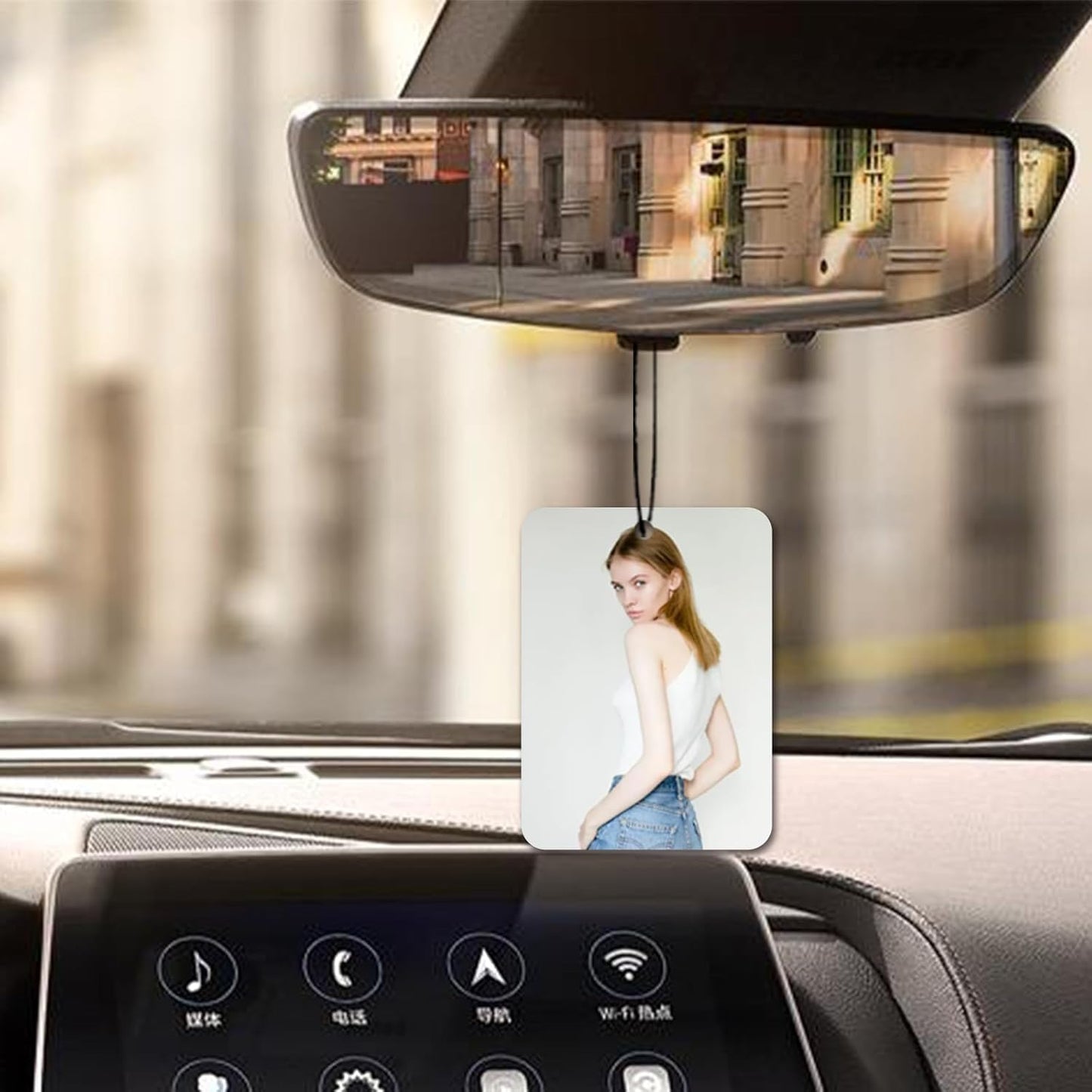 Personalized Photo Car Air Freshener – Custom Double-Sided Print – Fresh Linen Scent – Eco-Friendly, Long-Lasting Fragrance – Unique Gift for Family, Friends, Lovers (Rectangle), White