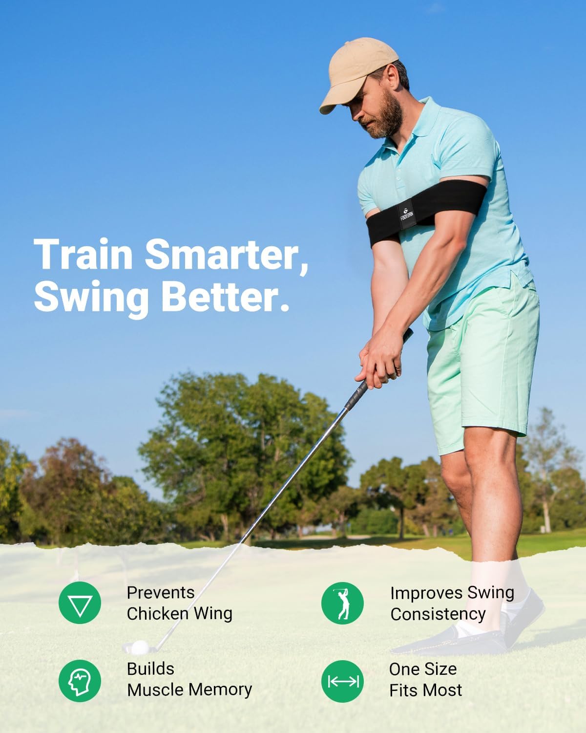 Golf Swing Training Aid – Swing Correcting Arm Band – Swing Trainer for Muscle Memory & Connection – Golf Trainer for Right & Left-Handed Players