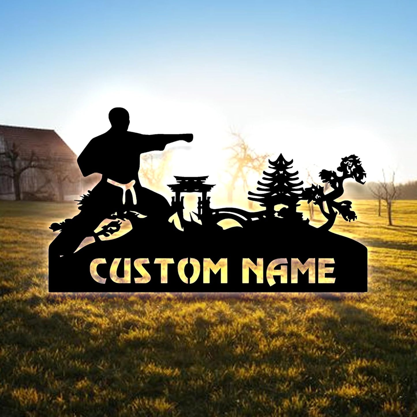 Custom Karate Punch Afcultures Metal Wall Art With LED Light, Gift For Karate Lovers, Wall Hanging, Home Decor, Birthday Gift, Christmas Gift