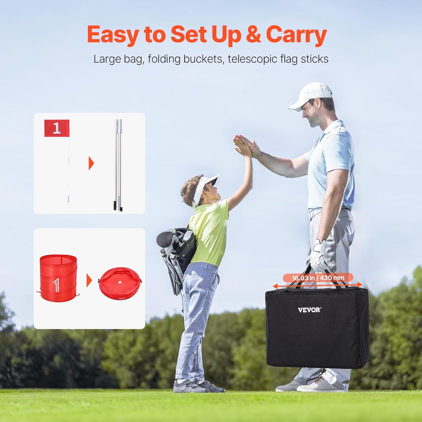 VEVOR Backyard Golf Game, 3 Hole Golf Course, Golf Game Practice Games, Golf Chipping Game for Family, Adults and Kids, Portable Outdoor Yard Golf Game for Lawn, Yard, Camping, Park, Beach