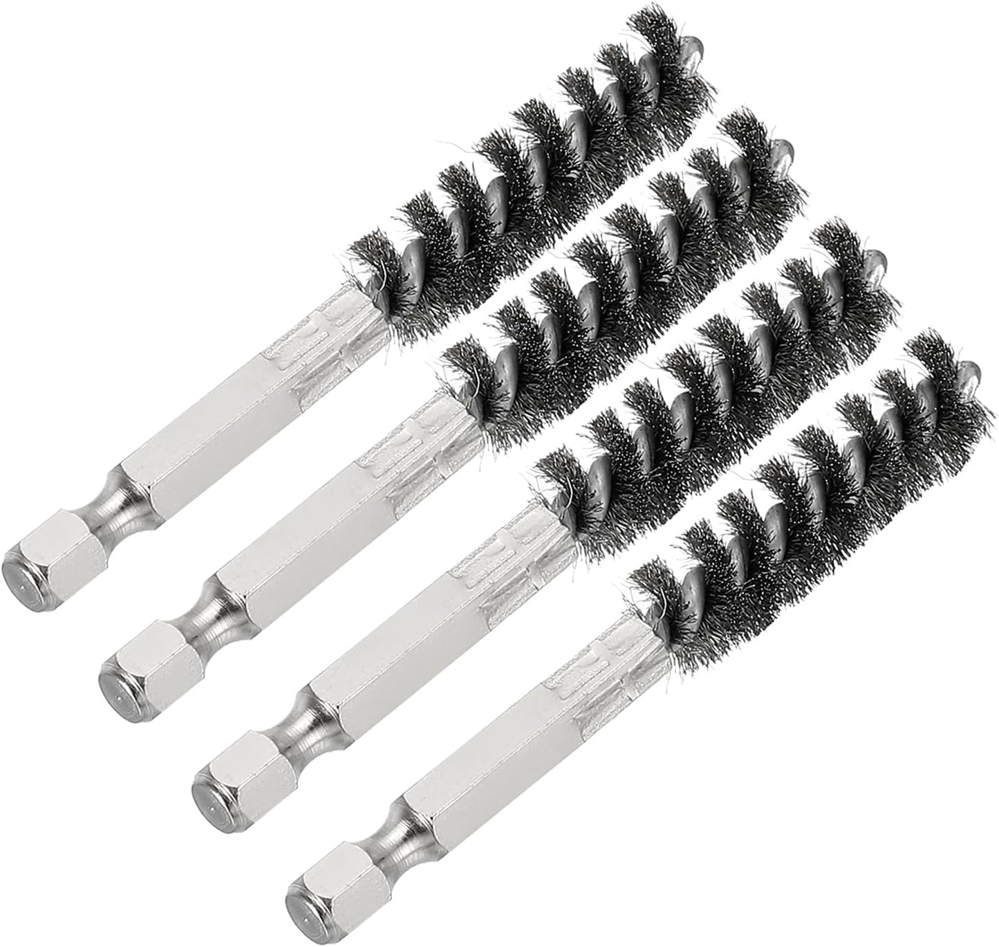 PATIKIL Golf Clubs Head Hosel Brush 0.43 Inch, 4 Pack Golf Shaft Ferrules Cleaning Tool Hex Shank Handle Electric Drill Wire Brush for Wood and Iron, Silver