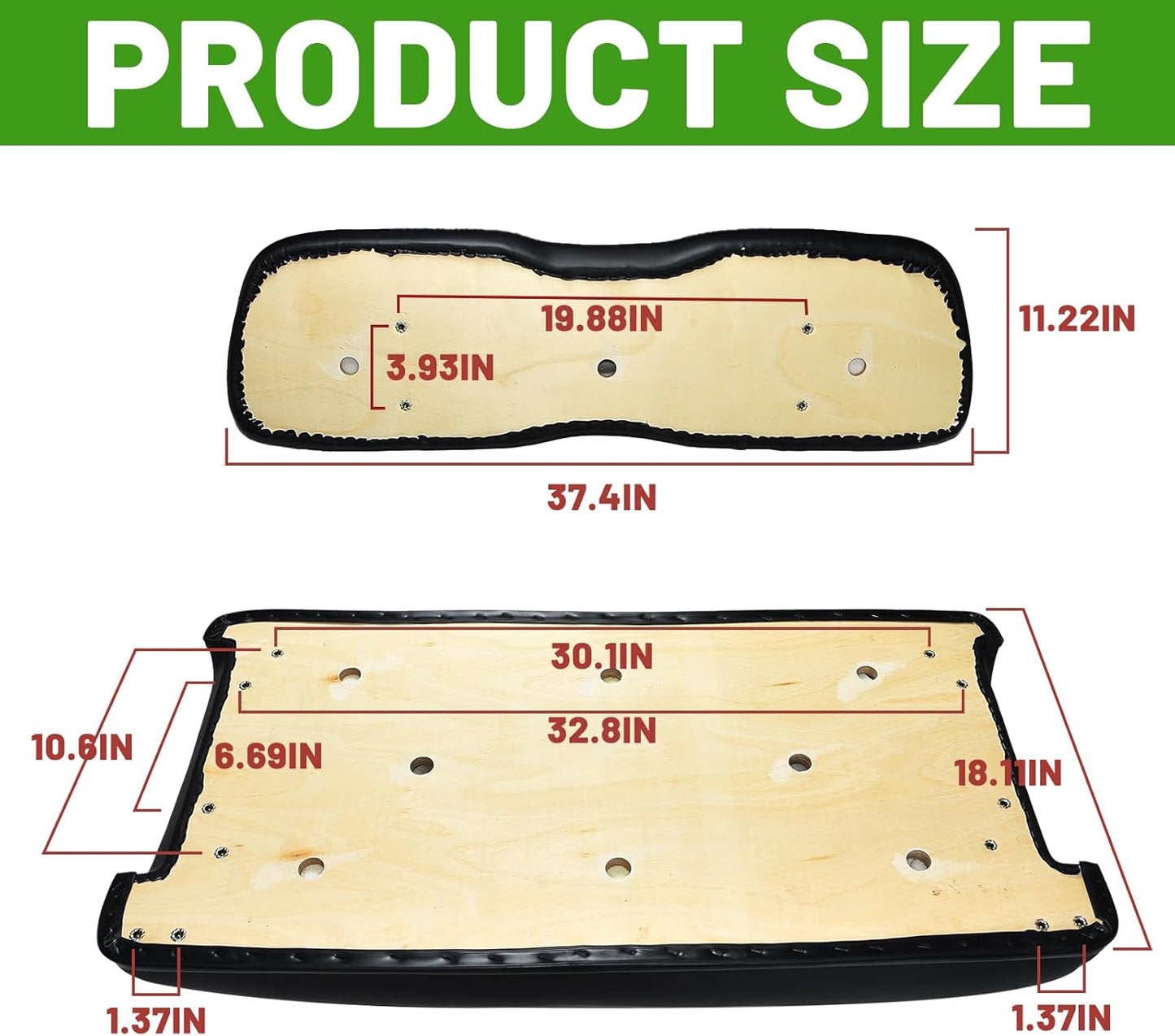 Golf Cart Front Seat Replacement Cushion Assembly Kit for Club Car DS 2000.5-up,Front Seat Bottom and Front Seat Back