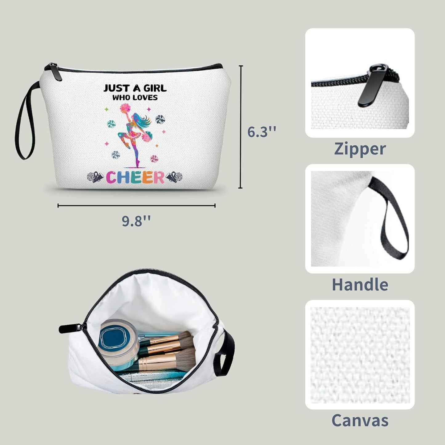 Cheer Makeup Bag, Multicolour, Cheerleader Gift, Travel Organizer