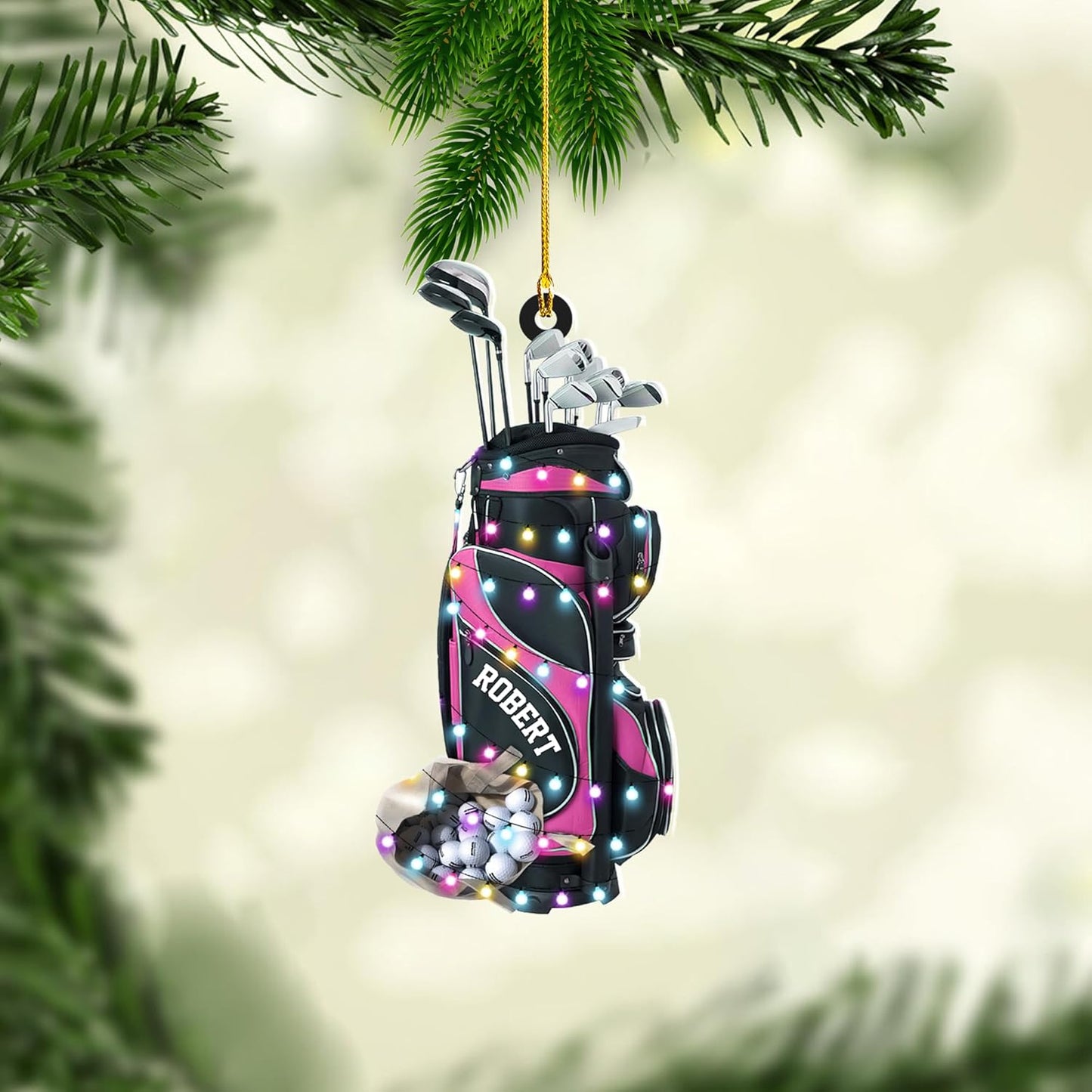 Personalized Golf Ornaments for Christmas Tree 2025 Custom Golf Christmas Ornament Golfing Bag Ornament Sports Golf Cart Ornaments Gift for Golfer Bag Golfing Lovers Hanging Decoration (G8)