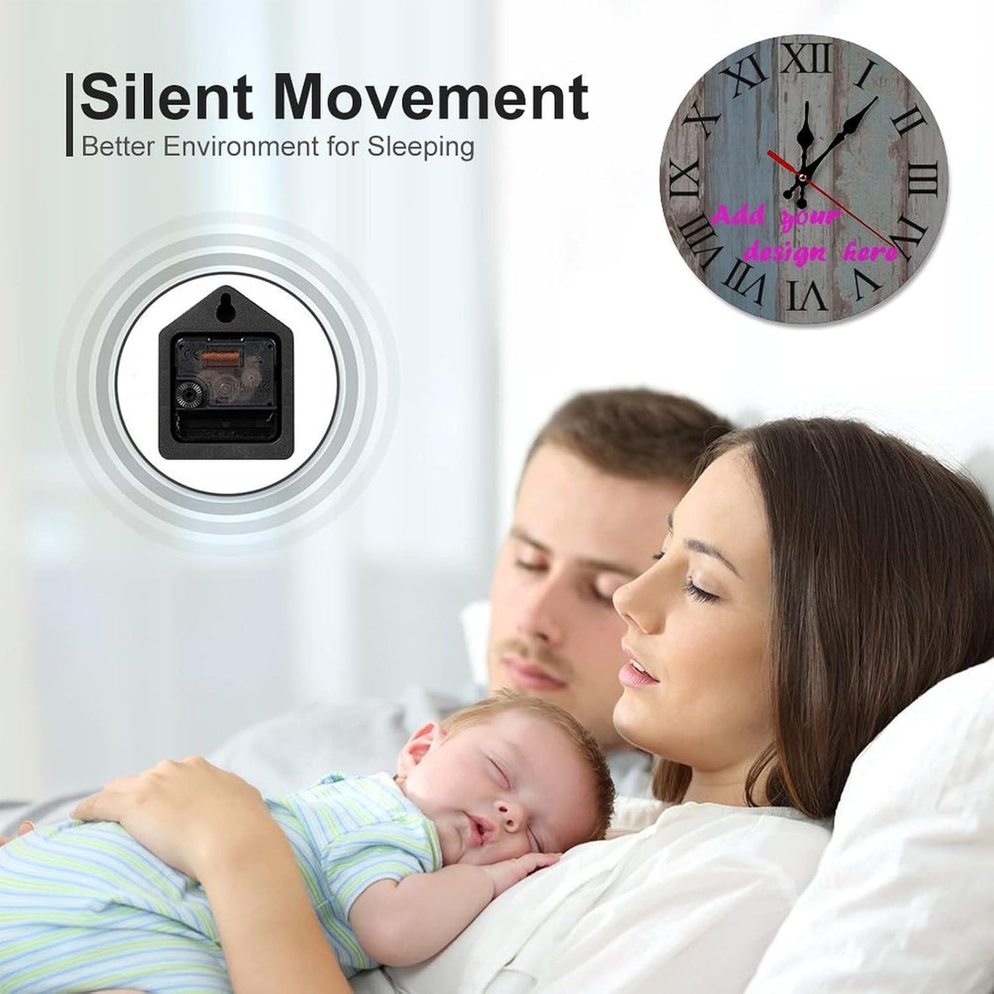 Custom Wall Clock,Personalized Wood Clock add Your Photo/Text,Customizable Silent Round Decoration for Kitchen Bathroom 23.6inch style5